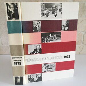 1975 Year Book Encyclopedia Vintage Birthday Gift Annual Recap Grolier Gen X Xen